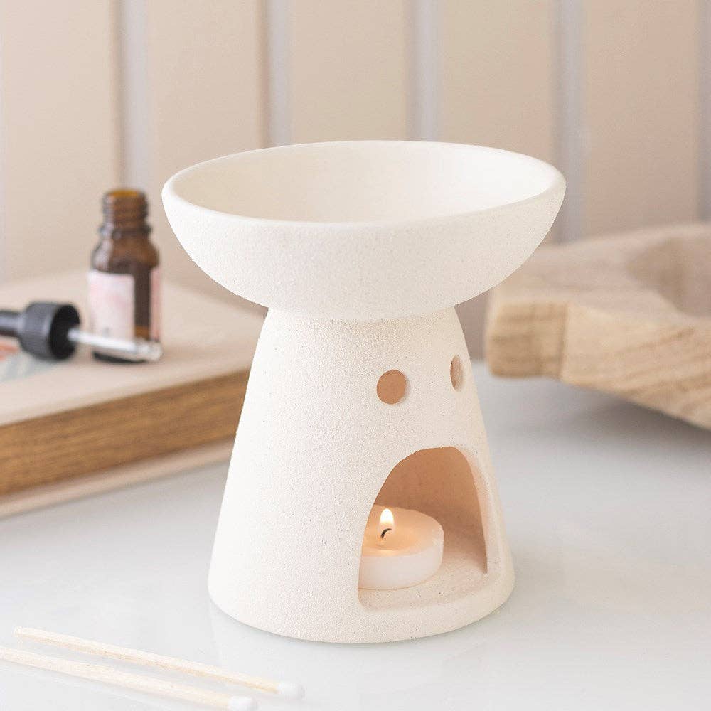 Quemador de aceite de cerámica con pedestal