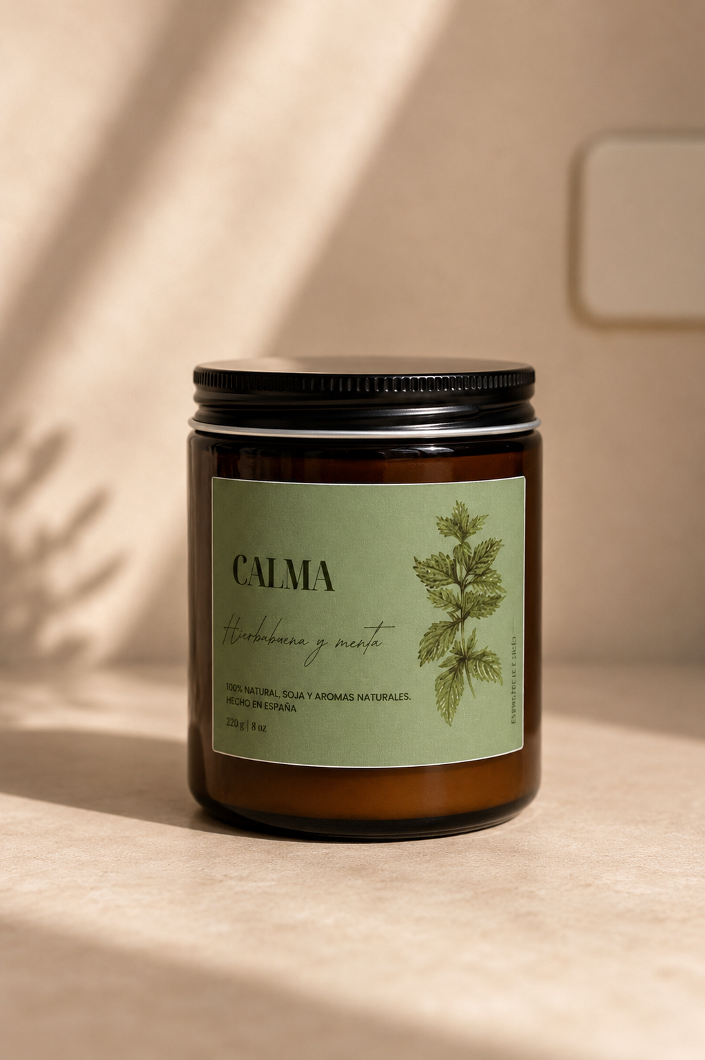 Vela aromática Calma de menta y hierbabuena de Esencias del Cielo