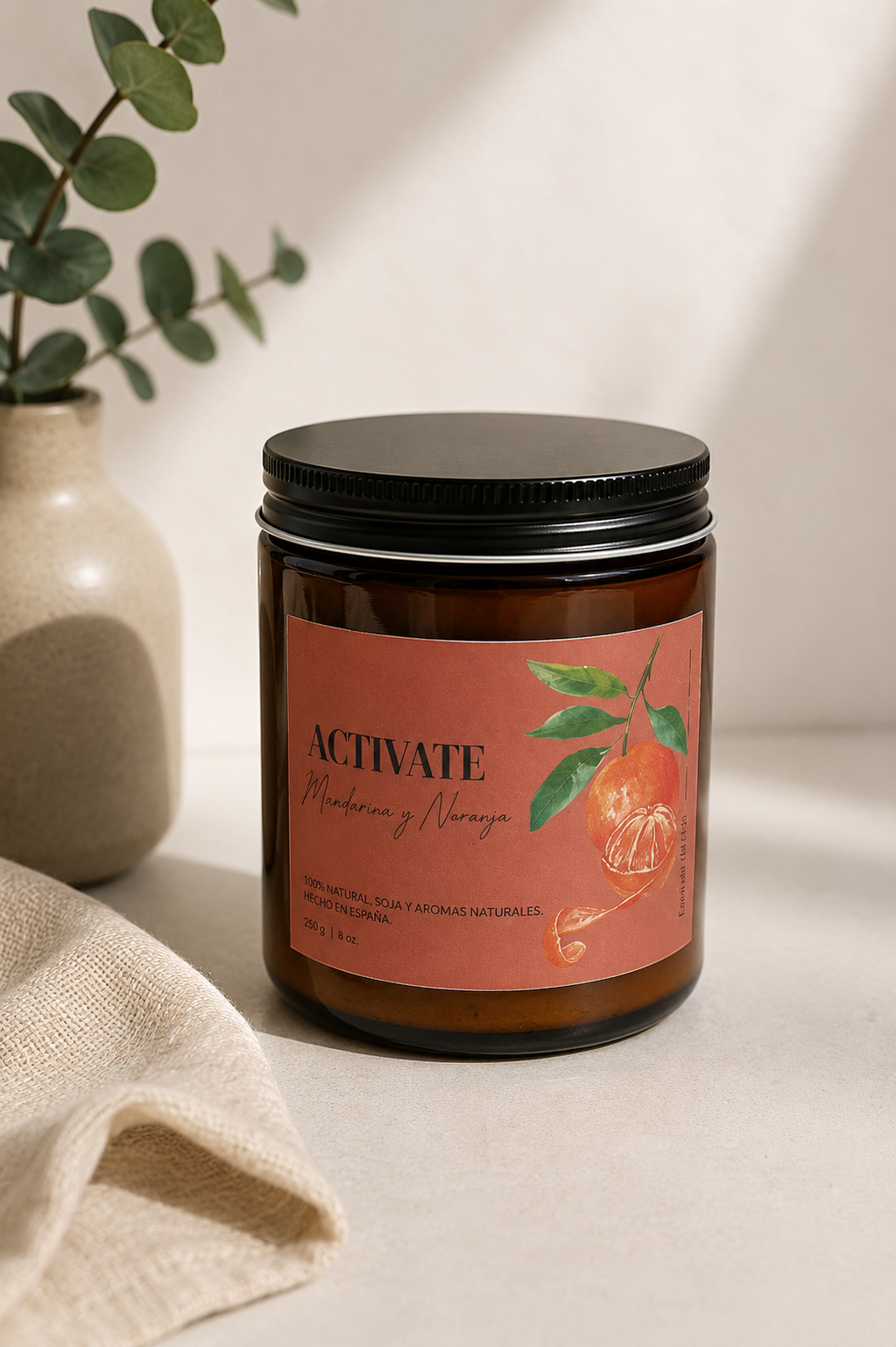 Vela aromática Actívate de naranja y mandarina de Esencias del Cielo