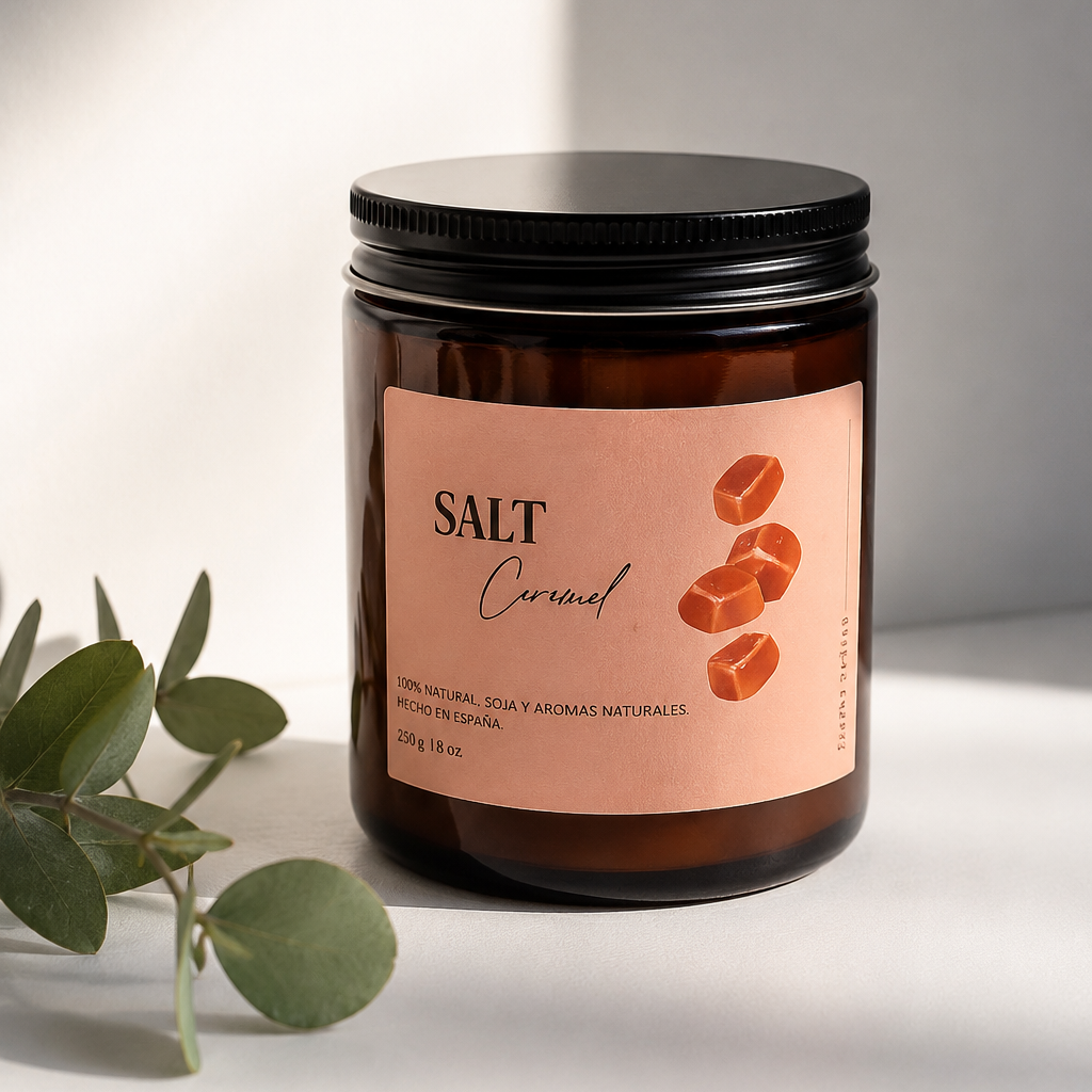 Vela aromática encendida en un salón acogedor