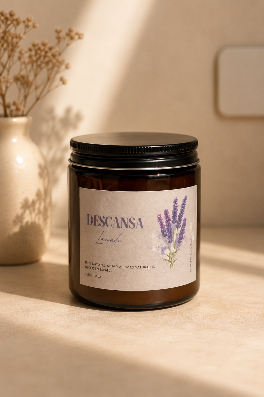 Vela Aromática Descansa | Lavanda Relajante de Soja Natural